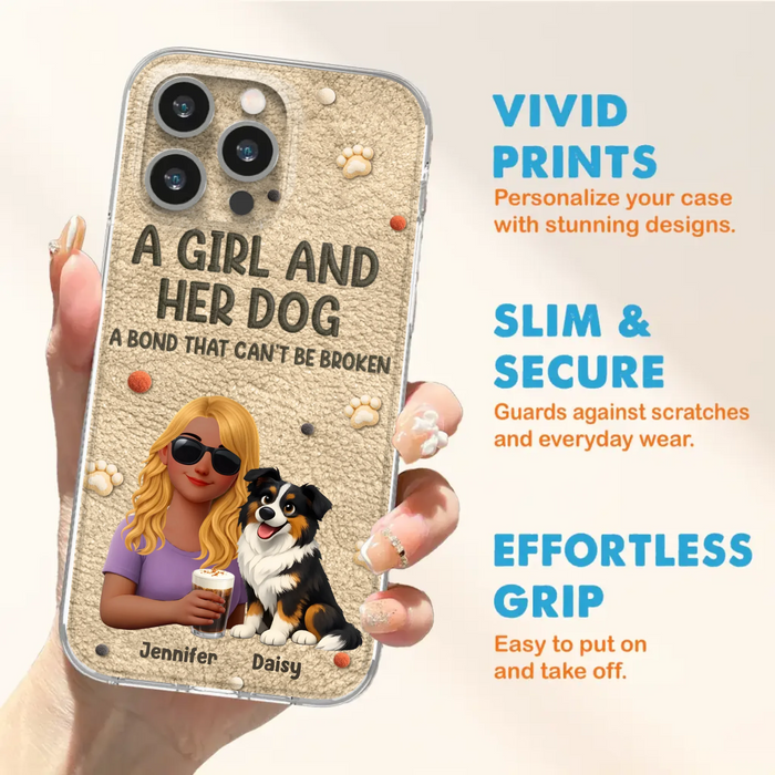 Personalized Girl and Her Dog Phone Case For iPhone/ Samsung – A Bond That Can’t Be Broken - Gift Idea For Dog Lover, Dog Mom