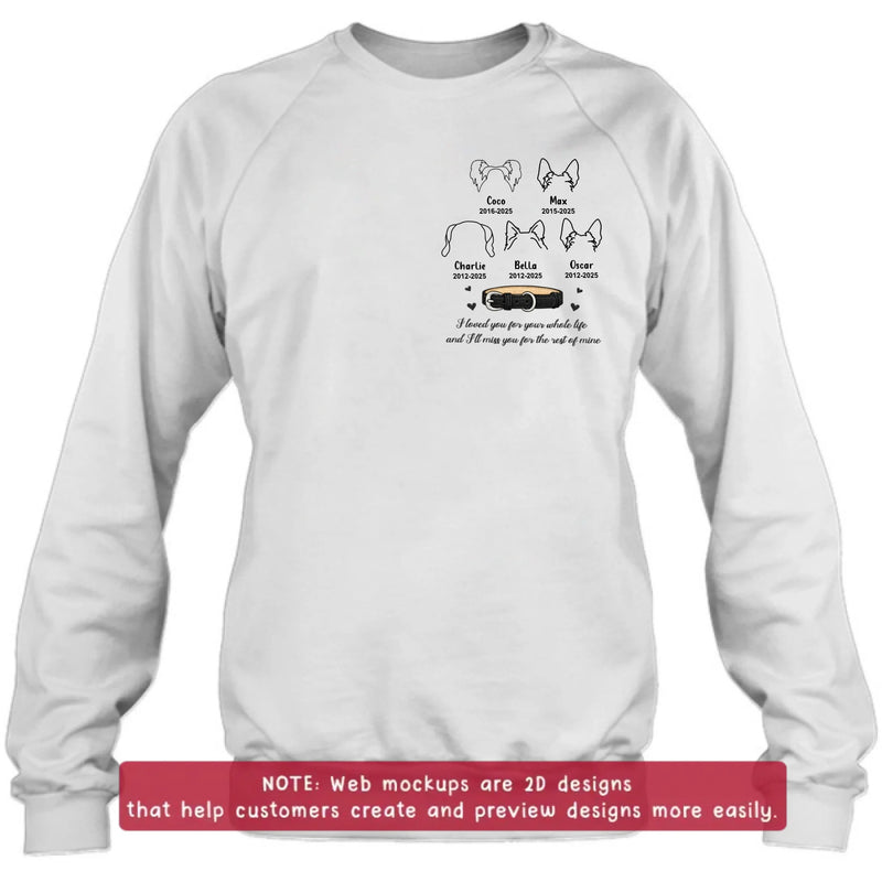 Personalized Pet Memorial Embroidered Shirt/ Hoodie – Custom Dog Line Art with Names & Years, In Loving Memory Dog Loss Gift