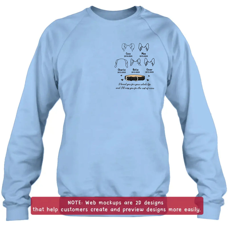 Personalized Pet Memorial Embroidered Shirt/ Hoodie – Custom Dog Line Art with Names & Years, In Loving Memory Dog Loss Gift