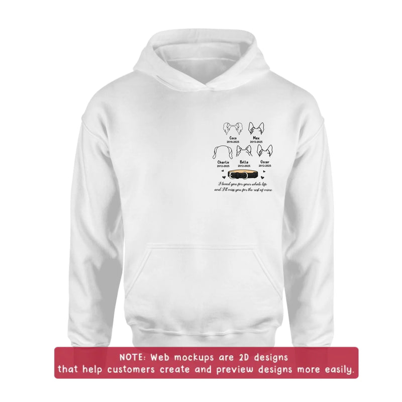 Personalized Pet Memorial Embroidered Shirt/ Hoodie – Custom Dog Line Art with Names & Years, In Loving Memory Dog Loss Gift
