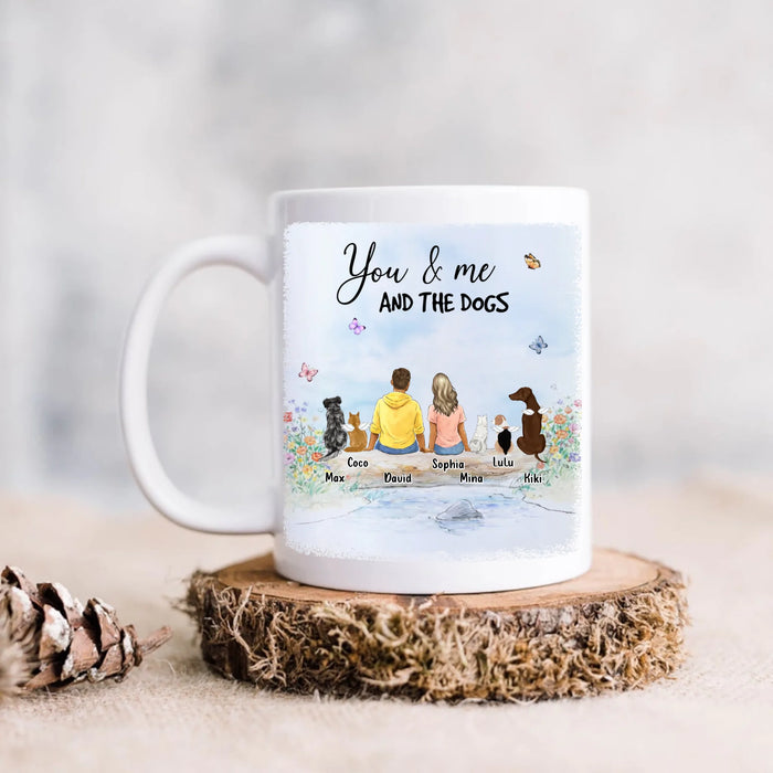 Personalized “You & Me And The Dogs” Coffee Mug - Custom Couple/ Single with up to 5 Dogs - Dog Lover Couple Gift, Pet Family Tumbler, Anniversary & Everyday Keepsake