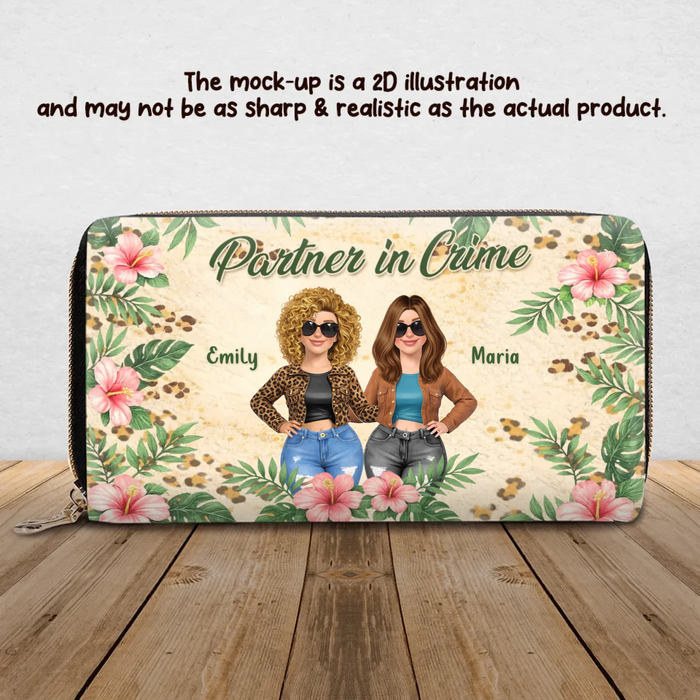 Personalized Best Friend Long Wallet - Partner In Crime - Funny Birthday, Anniversary, Christmas or Pride Gift for Best Friend or Wife