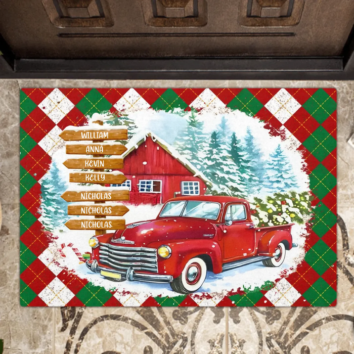 Personalized Street Sign Family Doormat - Gift Idea For Family - Up to 7 Members