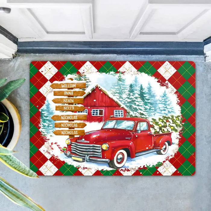 Personalized Street Sign Family Doormat - Gift Idea For Family - Up to 7 Members