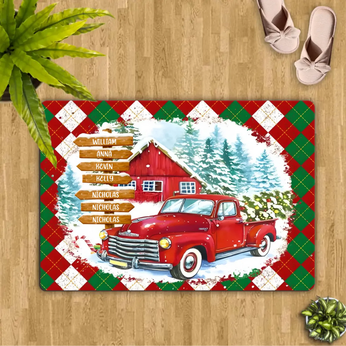 Personalized Street Sign Family Doormat - Gift Idea For Family - Up to 7 Members