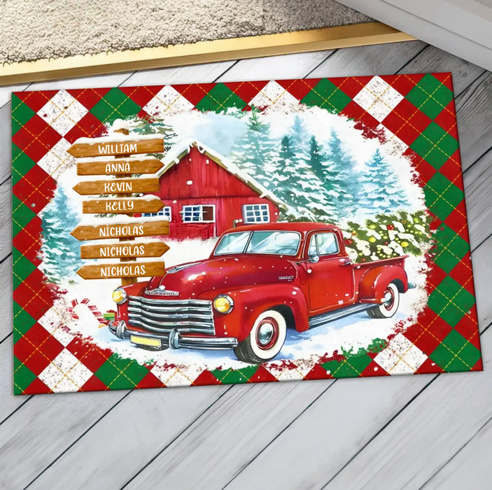 Personalized Street Sign Family Doormat - Gift Idea For Family - Up to 7 Members