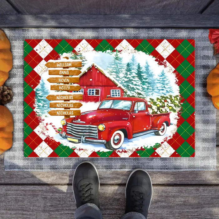 Personalized Street Sign Family Doormat - Gift Idea For Family - Up to 7 Members