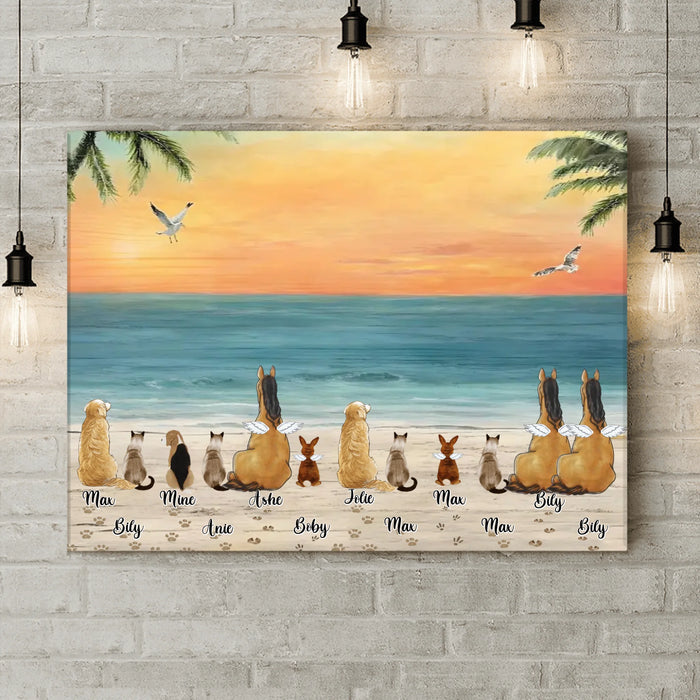 Personalized Pet Canvas - Decor Gift Idea For Pet Lovers with up to 12 Pets - Custom Pets and Names