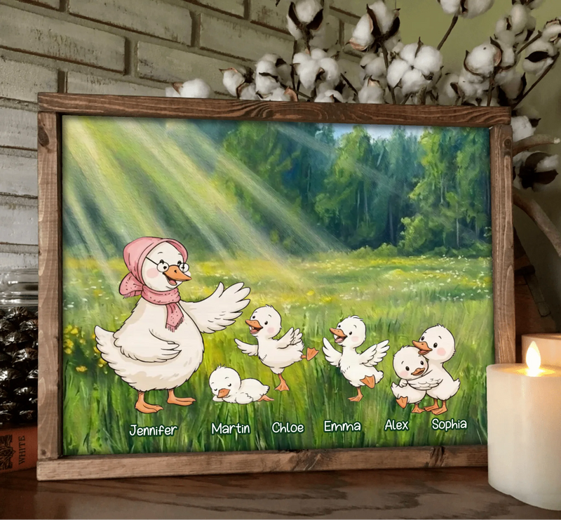 Personalized Nana Goose Poster – Custom Grandma & Grandkids Names with up to 5 Kids – Cute Family Gift for Nana from Grandchildren