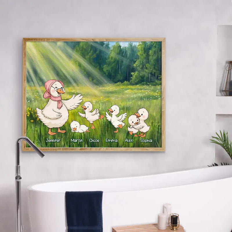Personalized Nana Goose Poster – Custom Grandma & Grandkids Names with up to 5 Kids – Cute Family Gift for Nana from Grandchildren