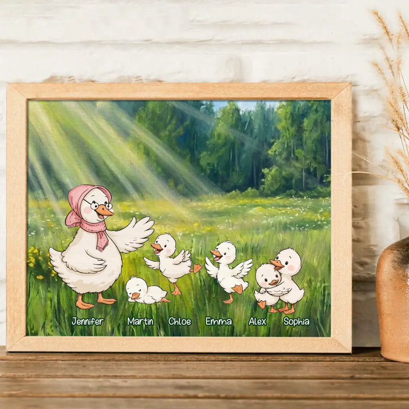 Personalized Nana Goose Poster – Custom Grandma & Grandkids Names with up to 5 Kids – Cute Family Gift for Nana from Grandchildren