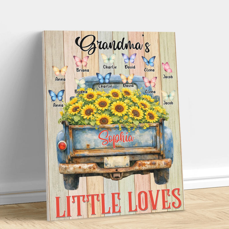 Personalized Grandma Canvas - Mother's Day Gift Idea for Grandma/ Mom with up to 12 Kids - Grandma's Little Loves