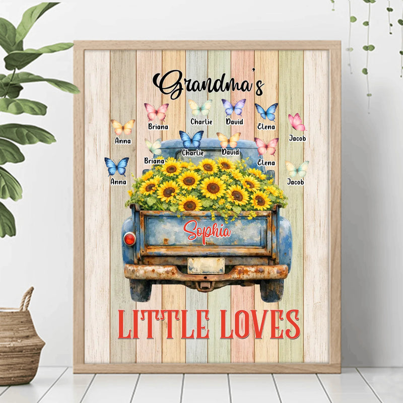 Personalized Grandma Poster - Mother's Day Gift Idea for Grandma/ Mom with up to 12 Kids - Grandma's Little Loves