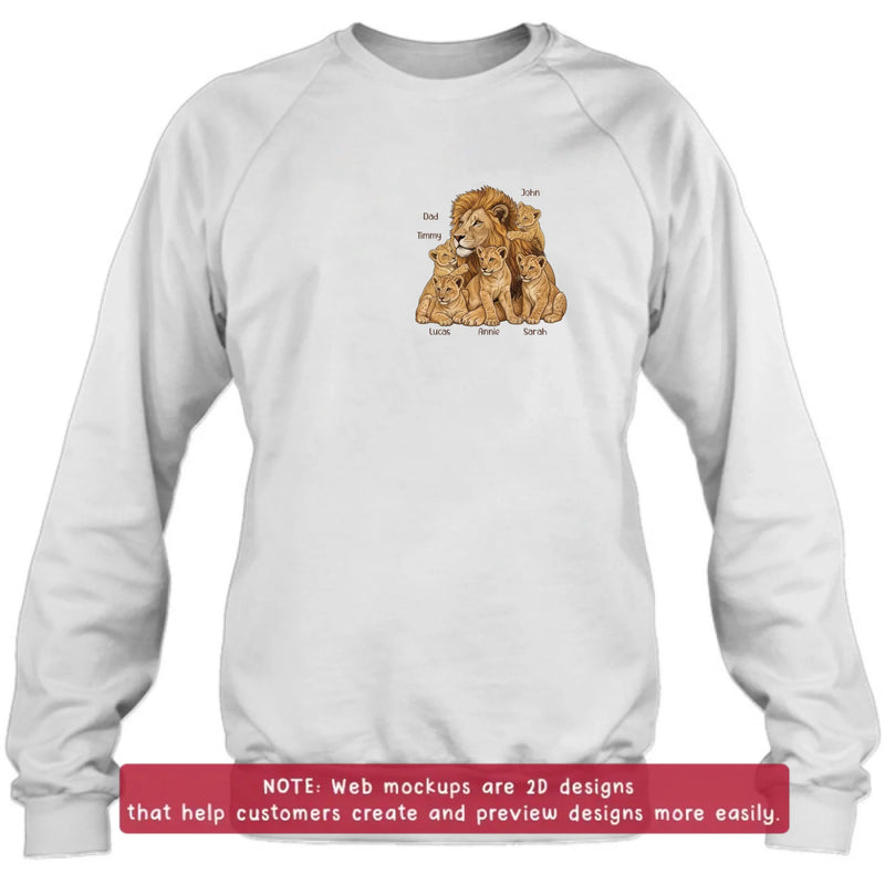 Personalized Dad Lion Embroidered Shirt/ Hoodie - Custom Names - Meaningful Father's Day Gift for Dad with up to 5 Kids