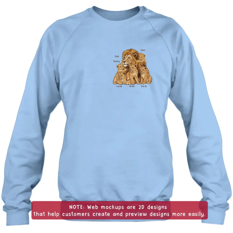 Personalized Dad Lion Embroidered Shirt/ Hoodie - Custom Names - Meaningful Father's Day Gift for Dad with up to 5 Kids
