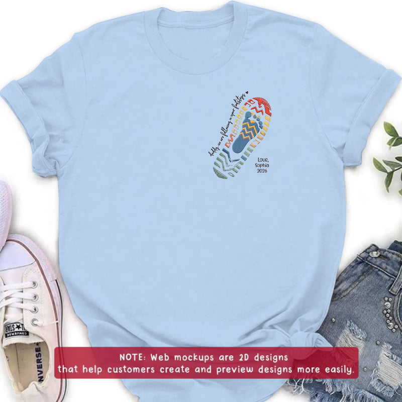 Personalized Dad Embroidered Shirt/ Hoodie - Father's Day Gift with up to 5 Kids - Daddy, We Are Following In Your Footsteps