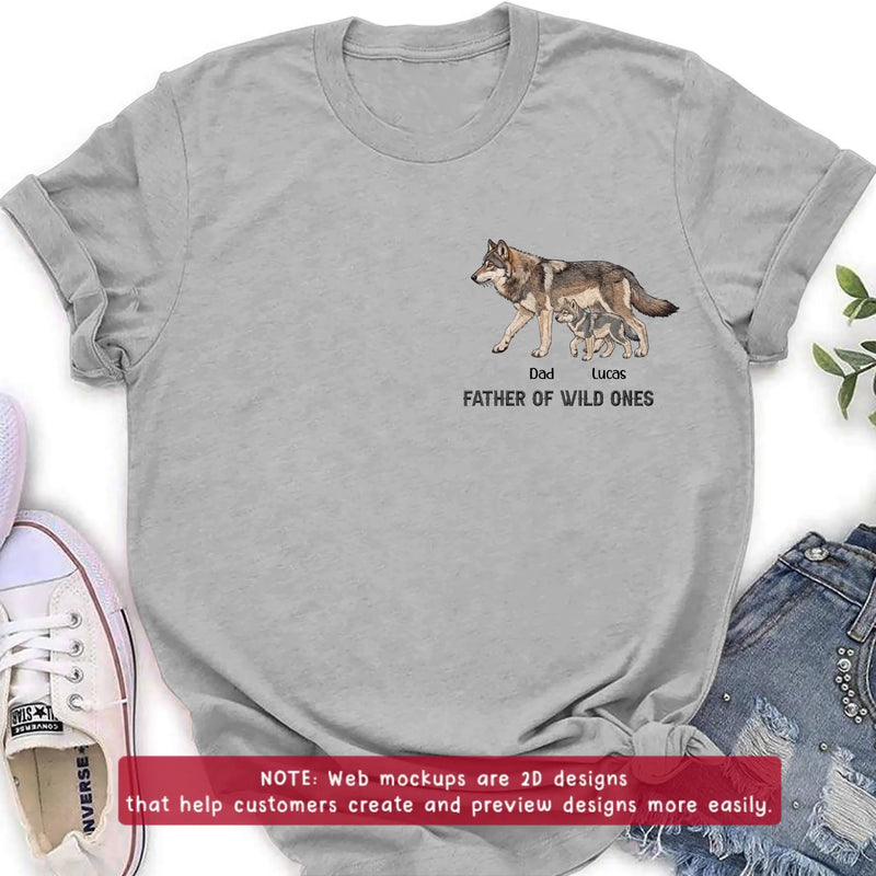 Personalized Wolf Family Embroidered Shirt/ Hoodie - Father of Wild Ones - Custom Dad & Kids with up to 7 Kids - Father's Day/ Birthday Gift Idea