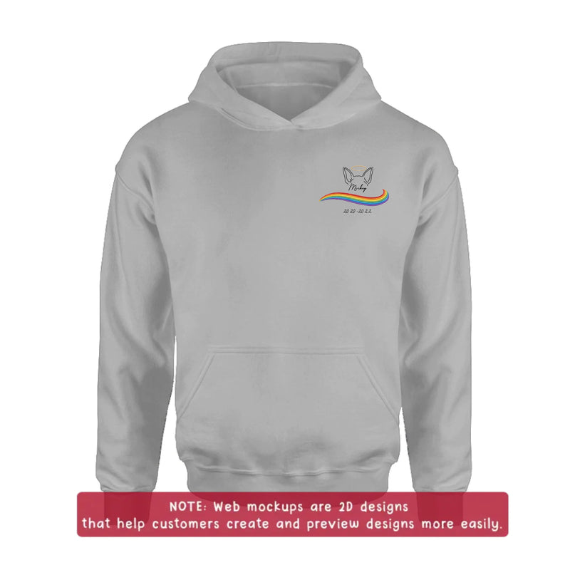 Personalized Embroidered Pet Memorial Shirt/ Hoodie with Up to 3 Pets – Custom Rainbow Bridge Dog Memorial - Angel Dog Remembrance Gift