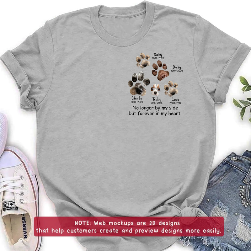 Personalized Memorial Dog Paw Embroidered Shirt/ Hoodie – Custom Pet Names & Dates - Upload Up to 5 Photos – No Longer By My Side But Forever In My Heart