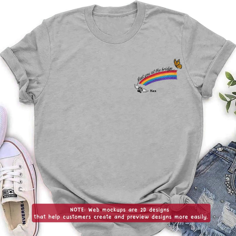 Personalized Rainbow Bridge Pet Memorial Embroidered Shirt/ Hoodie - Pet Loss Remembrance Gift with Up to 5 Pet Names - Meet You At The Bridge