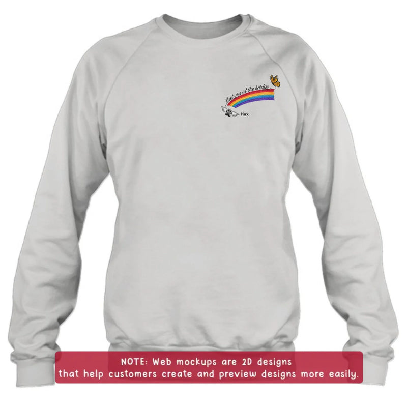 Personalized Rainbow Bridge Pet Memorial Embroidered Shirt/ Hoodie - Pet Loss Remembrance Gift with Up to 5 Pet Names - Meet You At The Bridge