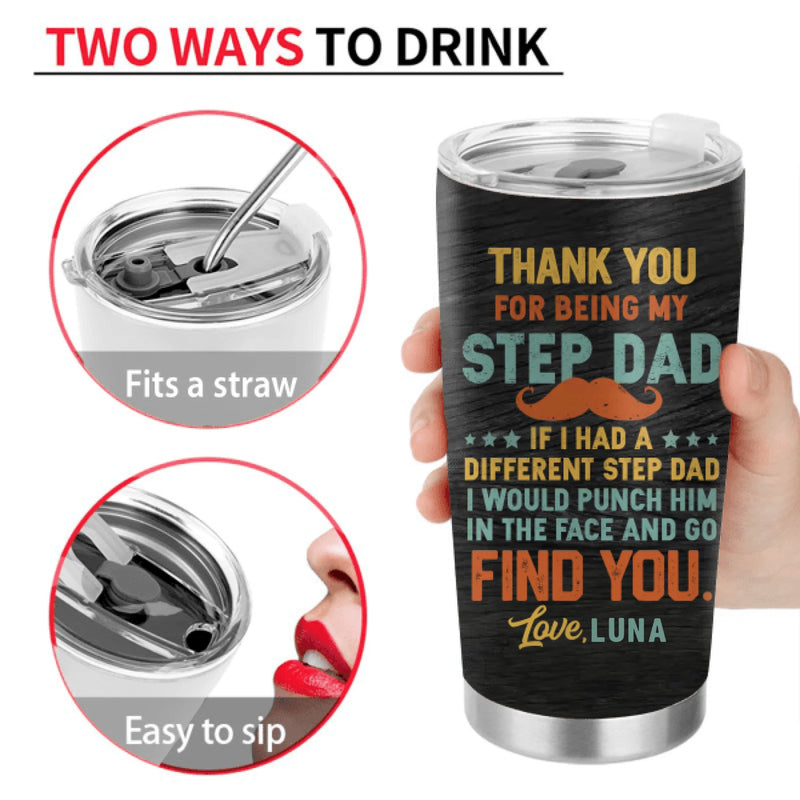 Personalized Bonus Dad Tumbler - Gift Idea For Father's Day - Thank you for being my step dad - Dad with up to 6 Kids