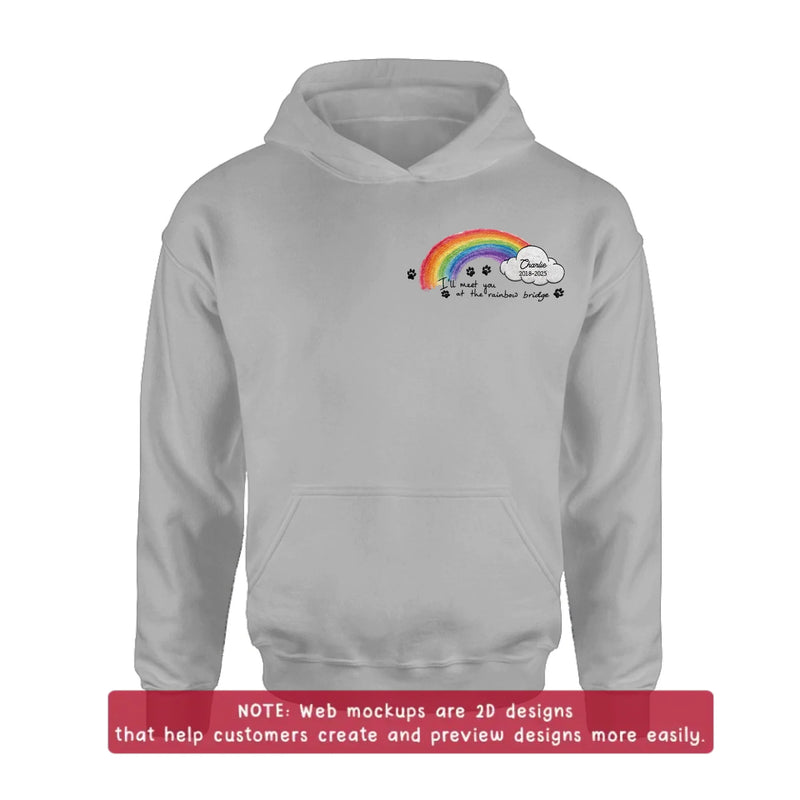 Personalized Rainbow Bridge Pet Memorial Embroidered Shirt/ Hoodie - Pet Loss Remembrance Gift with Name and Years