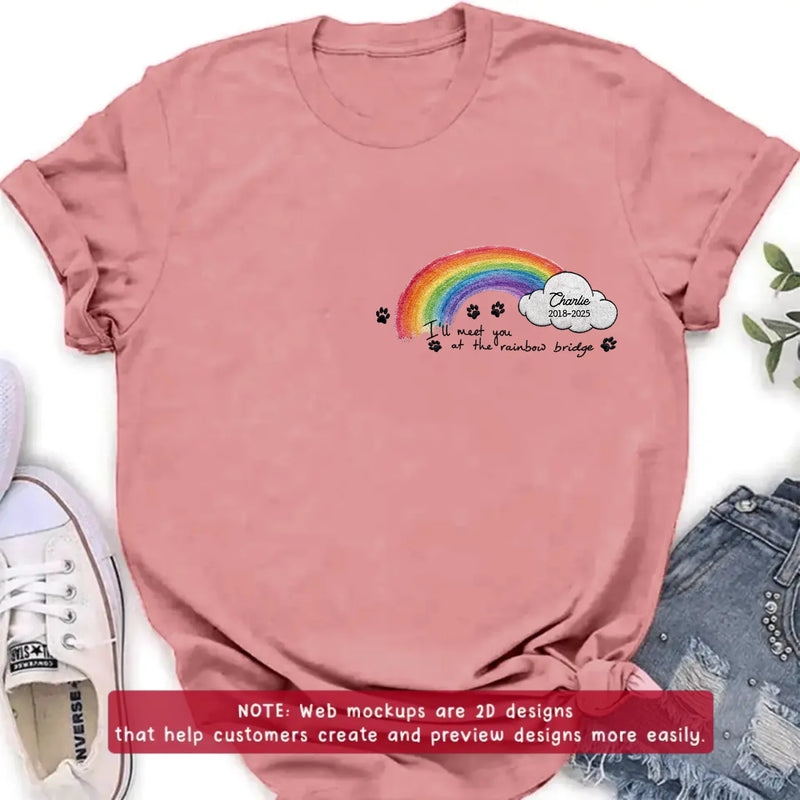 Personalized Rainbow Bridge Pet Memorial Embroidered Shirt/ Hoodie - Pet Loss Remembrance Gift with Name and Years