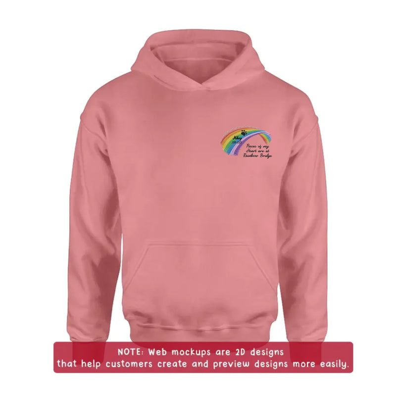 Personalized Rainbow Bridge Pet Memorial Embroidered Shirt/ Hoodie - Pet Loss Remembrance Gift - Up to 5 Pet - Pieces Of My Heart Are At  Rainbow Bridge