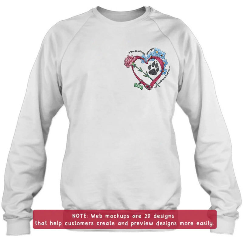 Personalized Pet Memorial Embroidered Shirt - Custom Paw Print Heart T-Shirt/ Sweatshirt/ Hoodie - Dog Memorial Gift with Name, Pet Loss Remembrance , Rainbow Bridge Keepsake