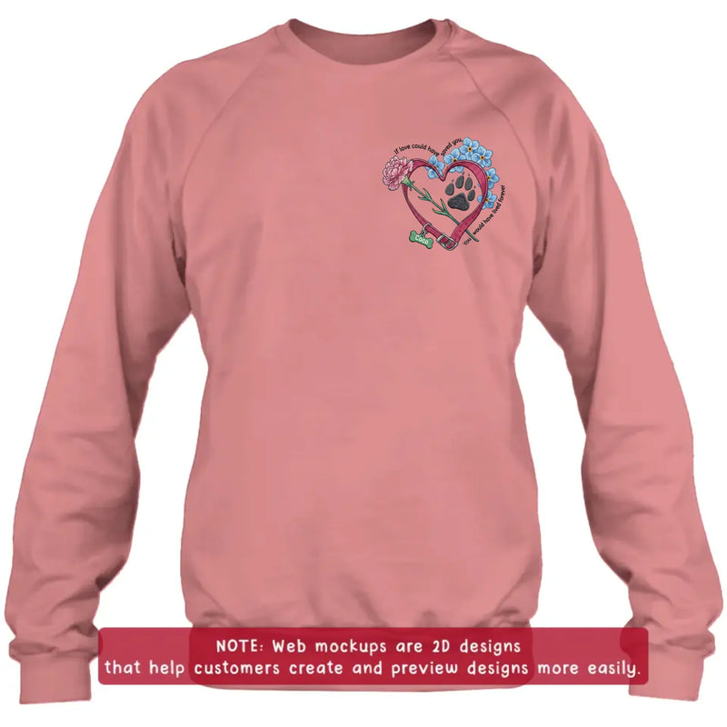 Personalized Pet Memorial Embroidered Shirt - Custom Paw Print Heart T-Shirt/ Sweatshirt/ Hoodie - Dog Memorial Gift with Name, Pet Loss Remembrance , Rainbow Bridge Keepsake