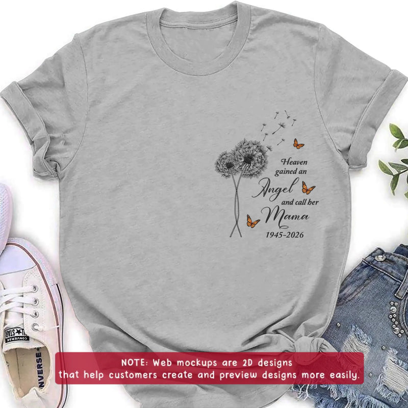 Personalized Memorial Embroidered Shirt/ Hoodie - Heaven Gained An Angel - Sympathy Gift for Loss of Mother