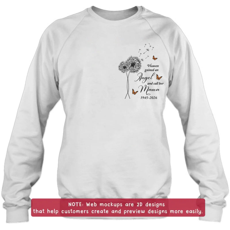 Personalized Memorial Embroidered Shirt/ Hoodie - Heaven Gained An Angel - Sympathy Gift for Loss of Mother