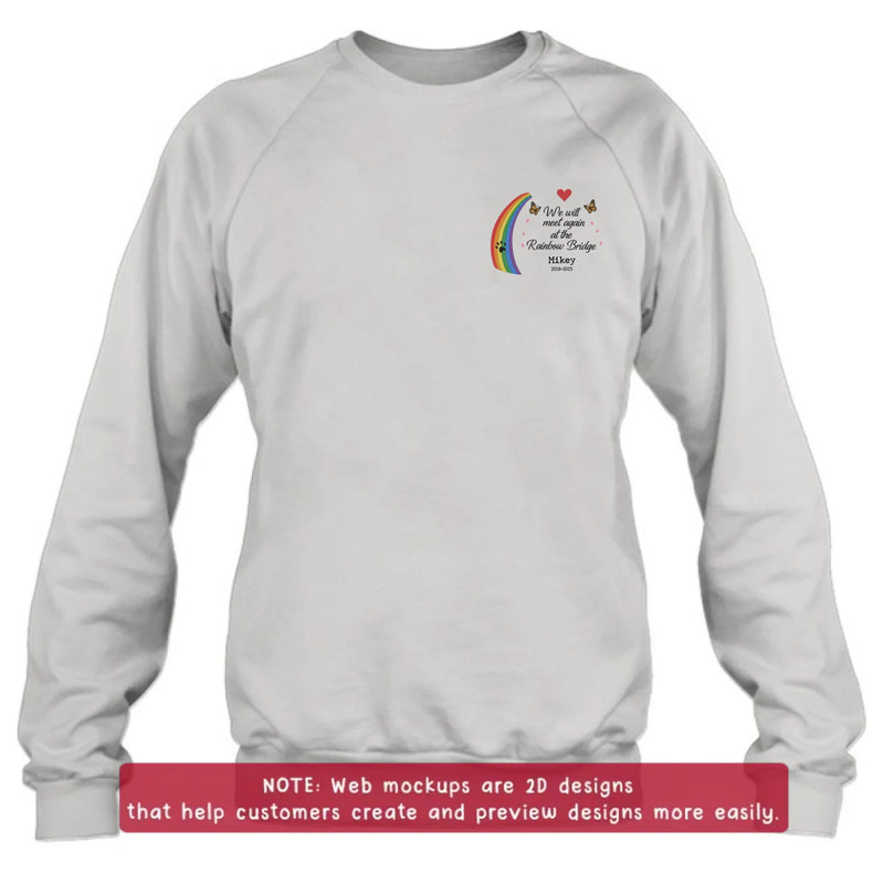 Personalized Rainbow Bridge Dog Memorial Embroidered Shirt/ Hoodie - Pet Loss Remembrance Gift - Up to 5 Pets - We Will Meet Again