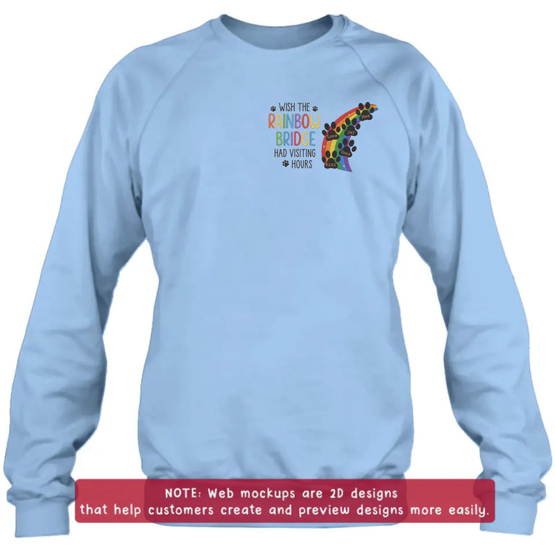 Personalized Rainbow Bridge Pet Memorial Embroidered Shirt/ Hoodie - Custom Dog Memorial - A Piece of My Heart Is at the Rainbow Bridge - Up to 5 Pet Names