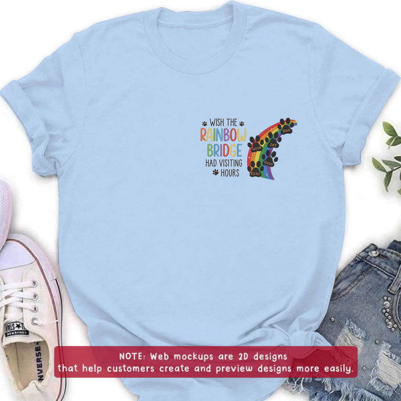 Personalized Rainbow Bridge Pet Memorial Embroidered Shirt/ Hoodie - Custom Dog Memorial - A Piece of My Heart Is at the Rainbow Bridge - Up to 5 Pet Names