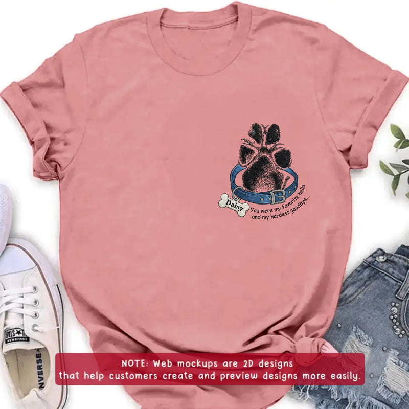 Personalized Memorial Paw Print Embroidered T-Shirt/ Sweatshirt/ Hoodie - Memorial Gift with Name -  Pet Loss Remembrance