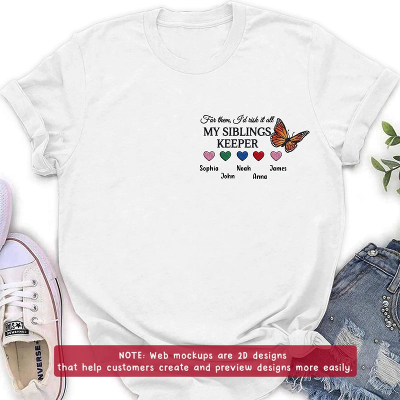 Personalized Siblings Embroidered T-Shirt/ Hoodie/ Sweater - Up to 5 Members - My Sister's Keeper