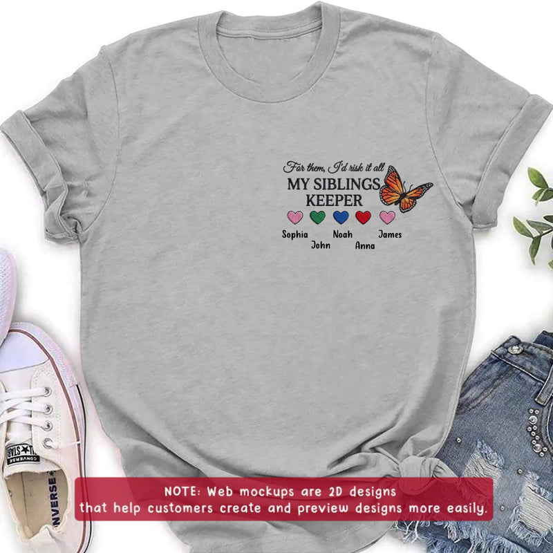 Personalized Siblings Embroidered T-Shirt/ Hoodie/ Sweater - Up to 5 Members - My Sister's Keeper