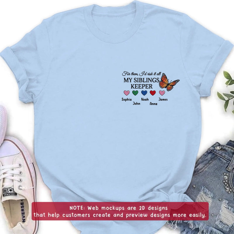 Personalized Siblings Embroidered T-Shirt/ Hoodie/ Sweater - Up to 5 Members - My Sister's Keeper