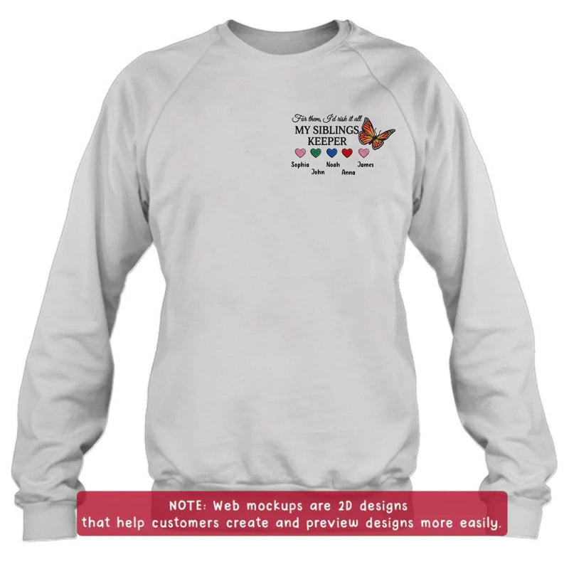 Personalized Siblings Embroidered T-Shirt/ Hoodie/ Sweater - Up to 5 Members - My Sister's Keeper