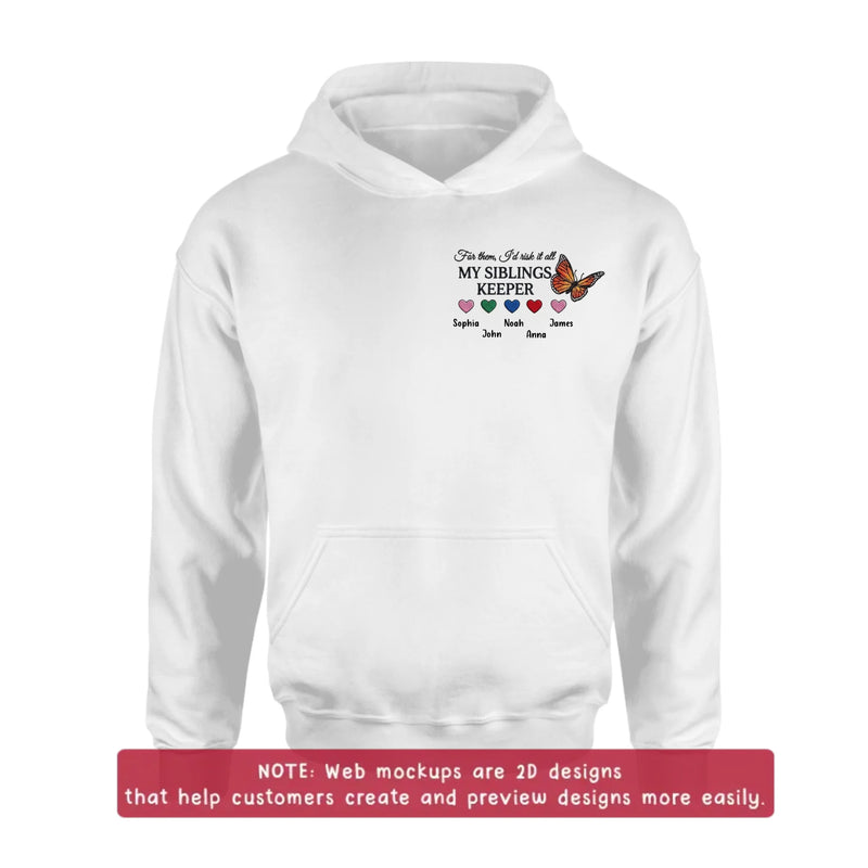 Personalized Siblings Embroidered T-Shirt/ Hoodie/ Sweater - Up to 5 Members - My Sister's Keeper