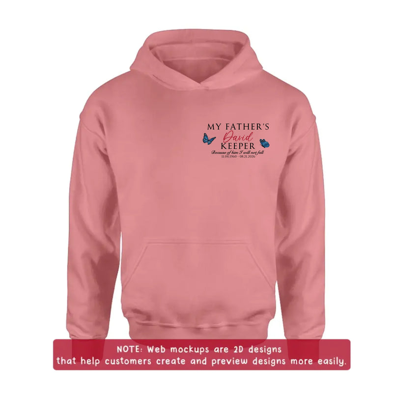 Personalized My Father's Keeper Embroidered Memorial Shirt/ Hoodie - Custom Relationship Title, Name & Memorial Dates, Sympathy Gift for Loss of Loved One