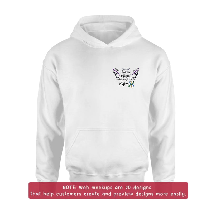 Personalized Mom Memorial Embroidered Shirt/ Hoodie - Custom Sympathy Gift with Name & Years - I Have An Angel In Heaven I Call Her Mom