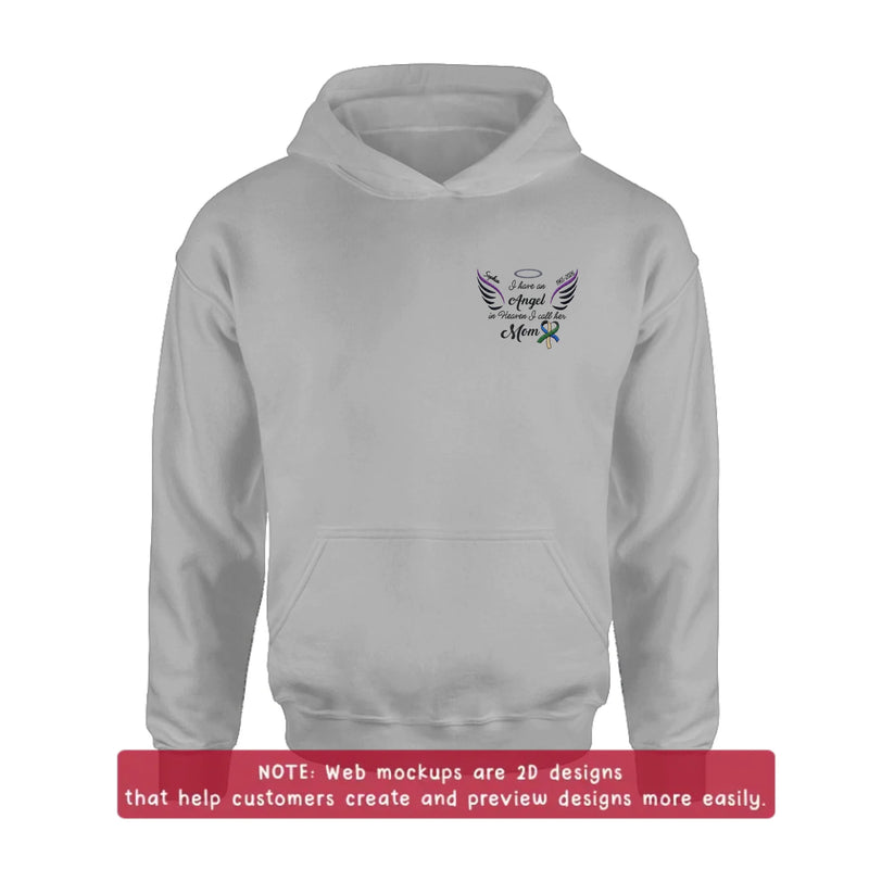 Personalized Mom Memorial Embroidered Shirt/ Hoodie - Custom Sympathy Gift with Name & Years - I Have An Angel In Heaven I Call Her Mom