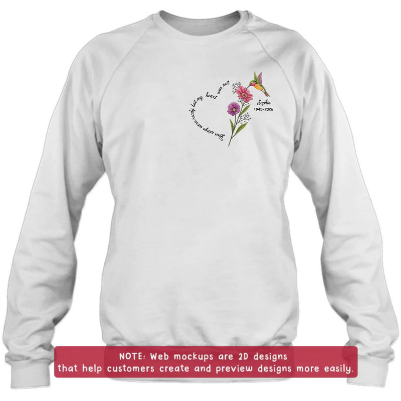 Personalized Hummingbird Memorial Embroidered Shirt/ Hoodie - In Loving Memory Floral Embroidery Sweatshirt Hoodie - Your Wings Were Ready Memorial Gift
