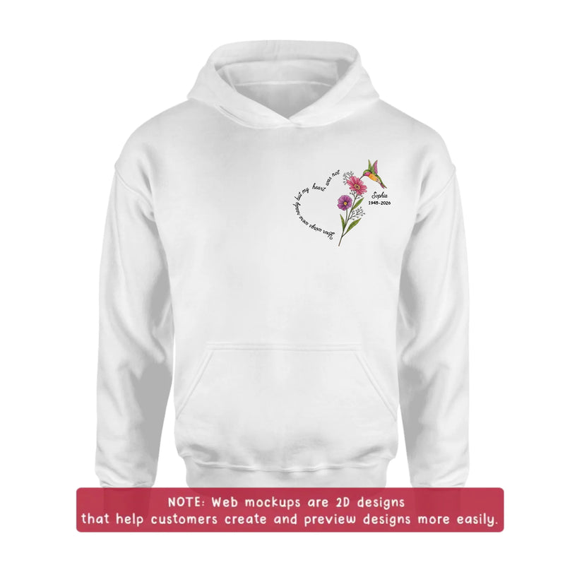 Personalized Hummingbird Memorial Embroidered Shirt/ Hoodie - In Loving Memory Floral Embroidery Sweatshirt Hoodie - Your Wings Were Ready Memorial Gift