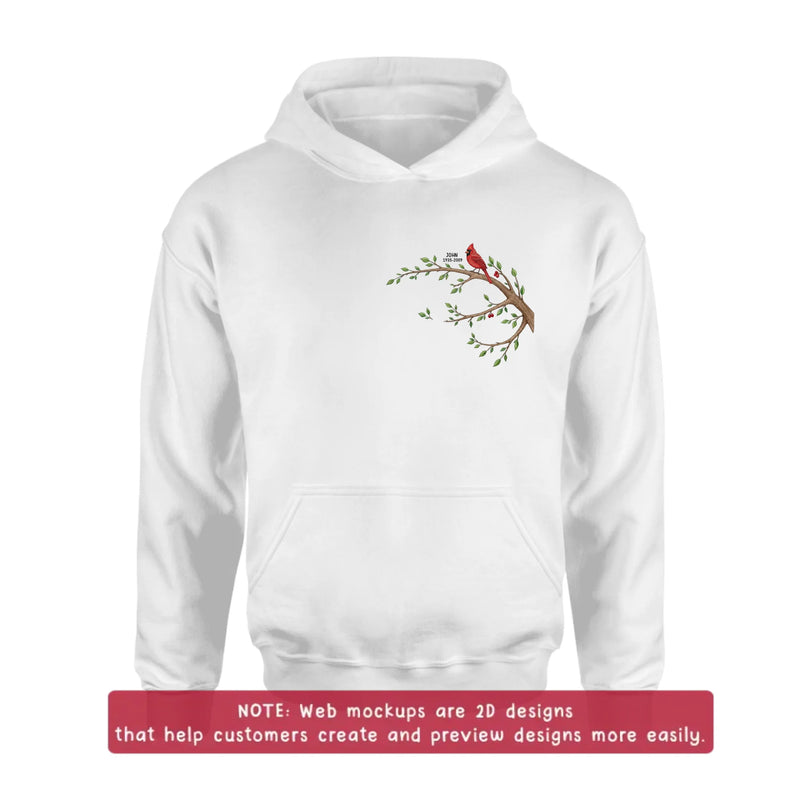 Personalized Family Memorial Tree Embroidered Shirt/ Hoodie - Memorial Gift with Names & Dates, Family Tree Keepsake