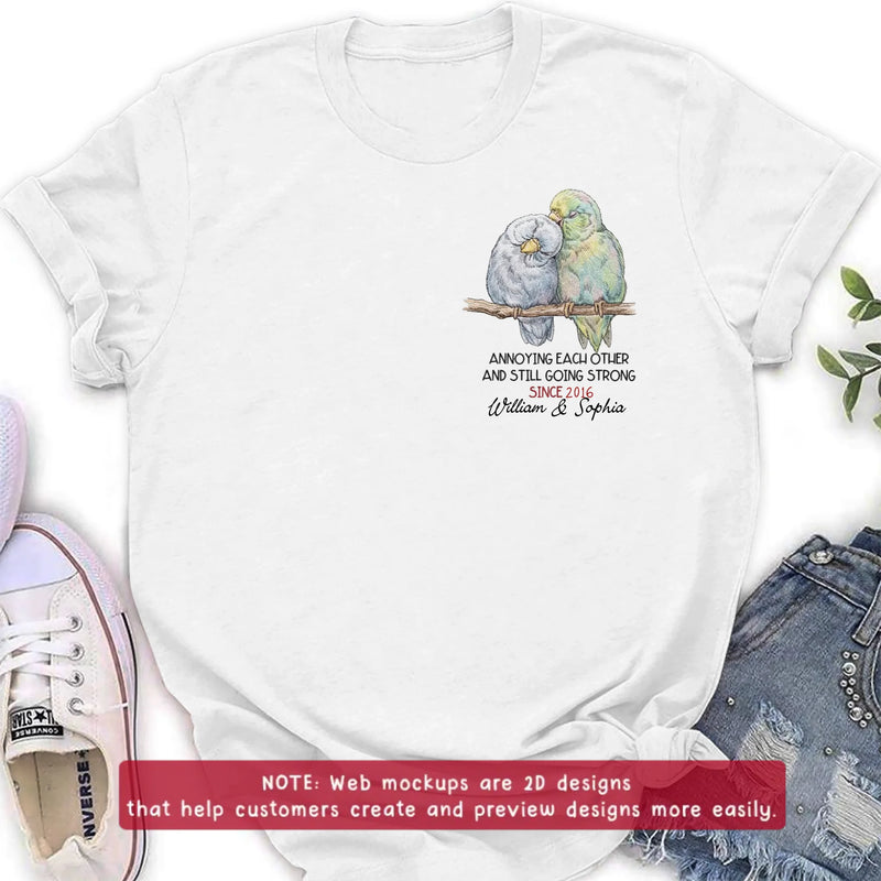 Personalized Couple Bird Embroidered Shirt/ Hoodie - Wedding Anniversary Gift for Husband Wife - Annoying Each Other And Still Going Strong