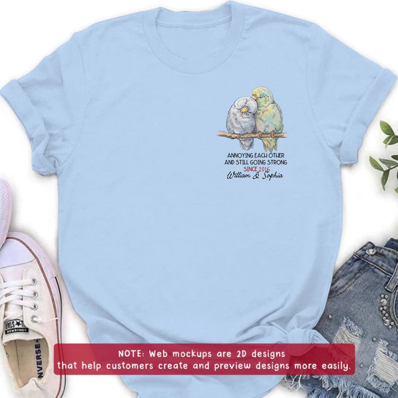 Personalized Couple Bird Embroidered Shirt/ Hoodie - Wedding Anniversary Gift for Husband Wife - Annoying Each Other And Still Going Strong